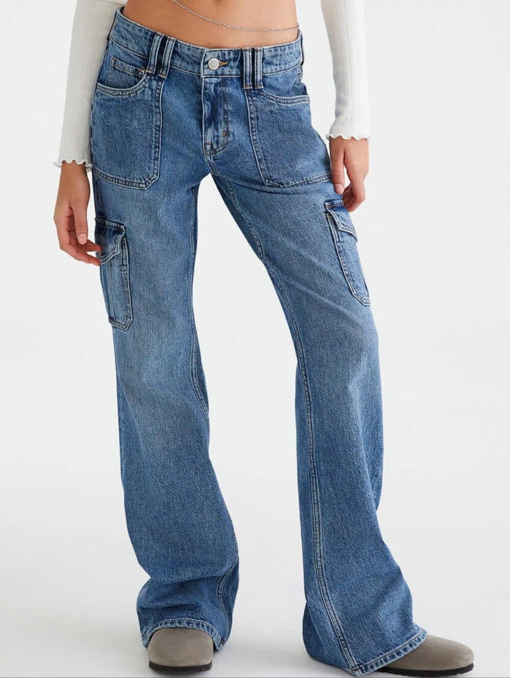 Aeropostale 000 99% Cotton Blue Cargo Flare Jeans